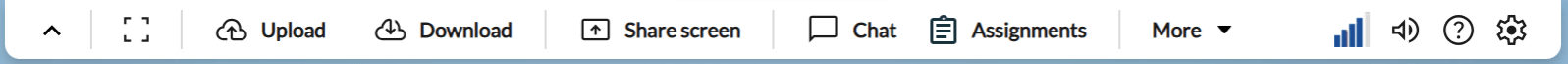 Apporto virtual desktop toolbar with Assignments button showing