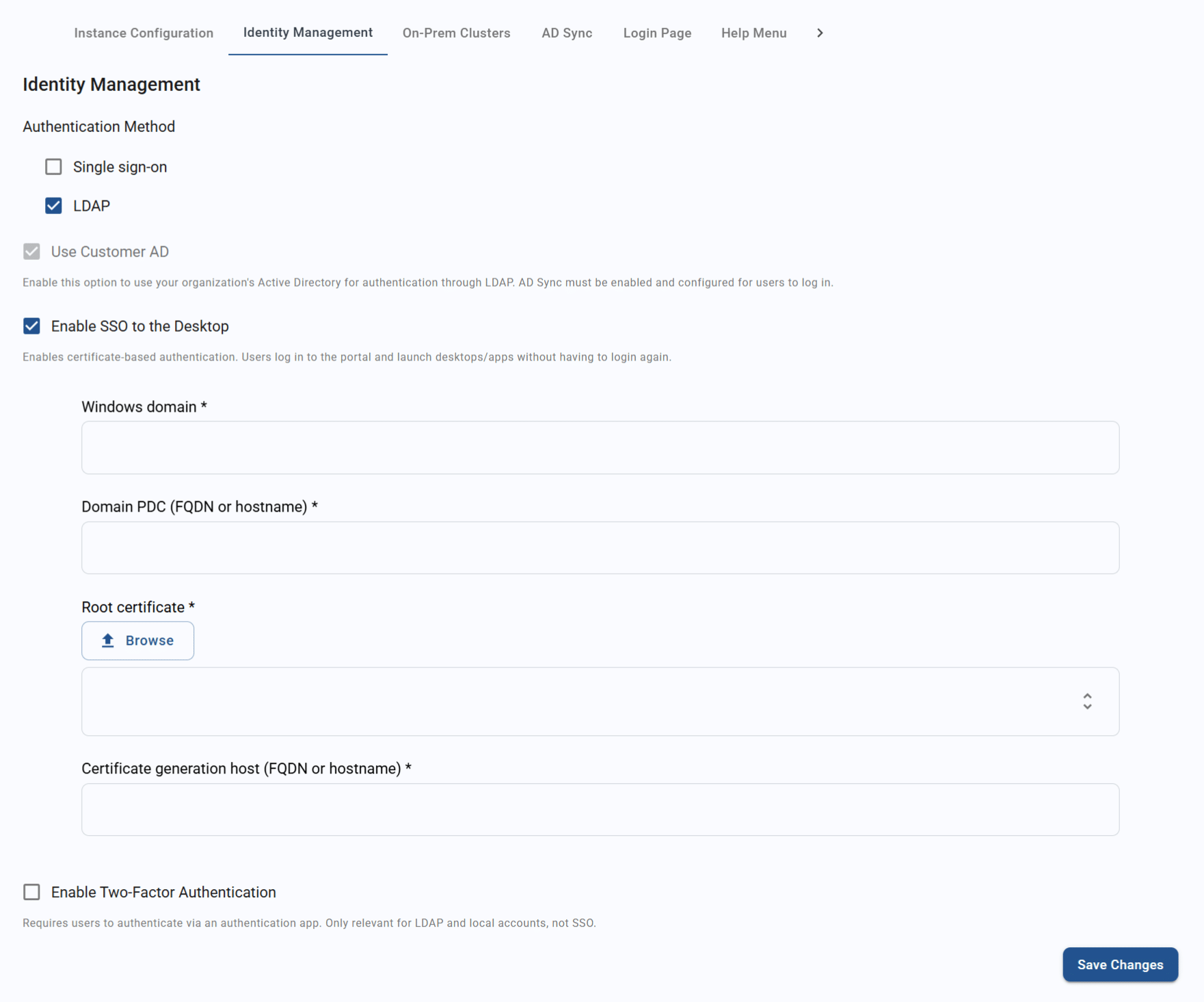 SSO to the desktop option