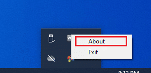 options menu from the taskbar tray icon