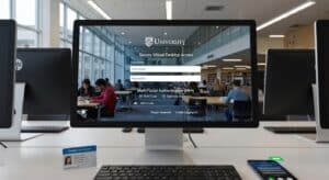 Secure virtual desktop login screen with multi-factor authentication in an academic environment