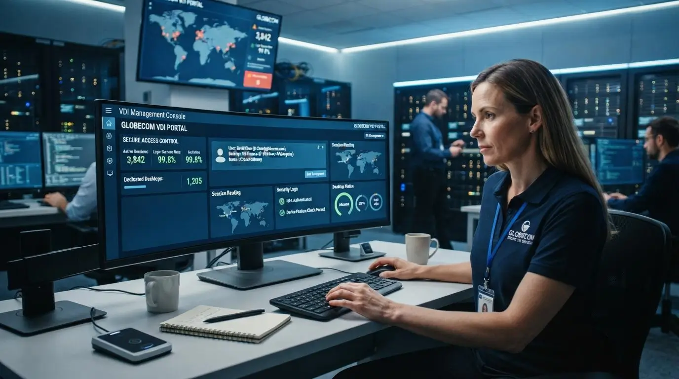 Photorealistic IT management environment focused on secure login.