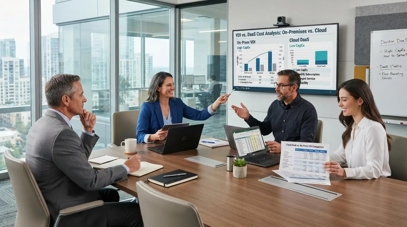 IT and finance leaders comparing the cost of on-premises VDI infrastructure.