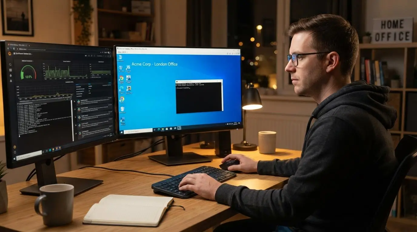 IT professional using Remote Desktop Protocol.