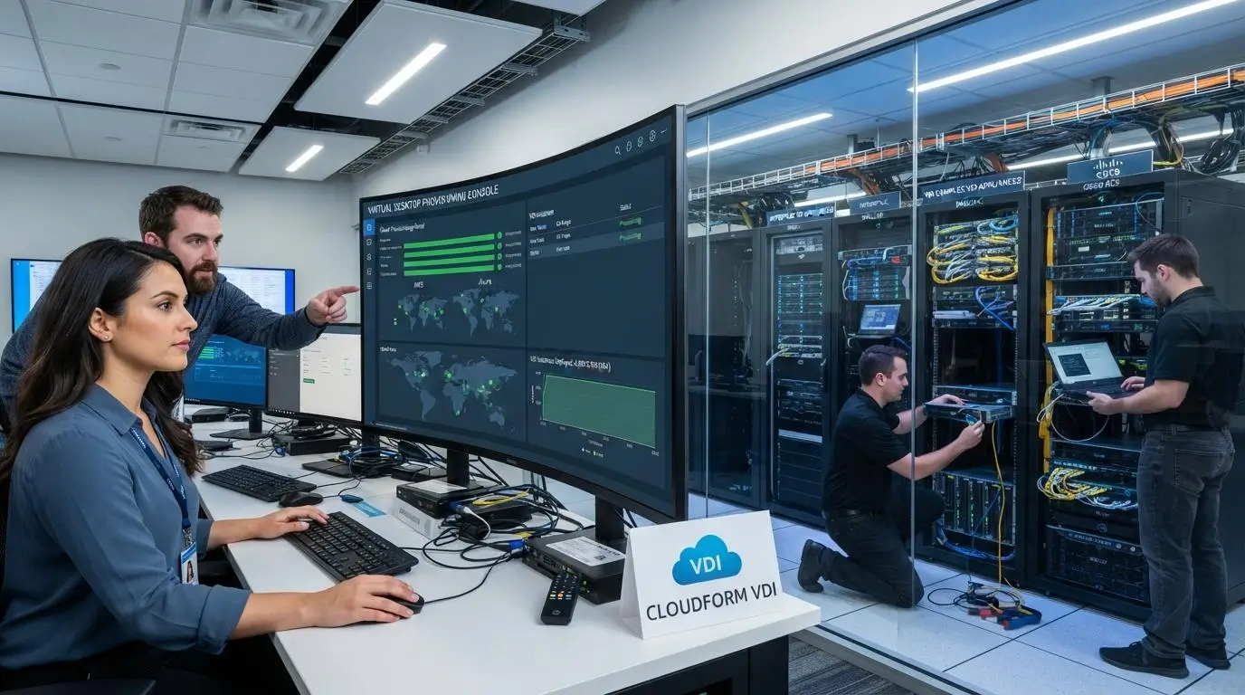 IT team rapidly provisioning cloud-hosted virtual desktops from a centralized console.