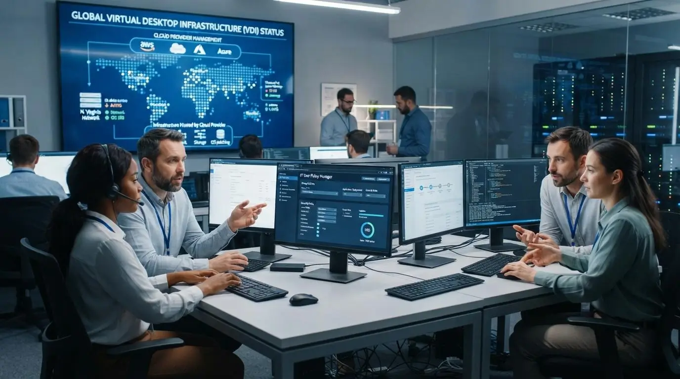 IT team managing user policies and applications.