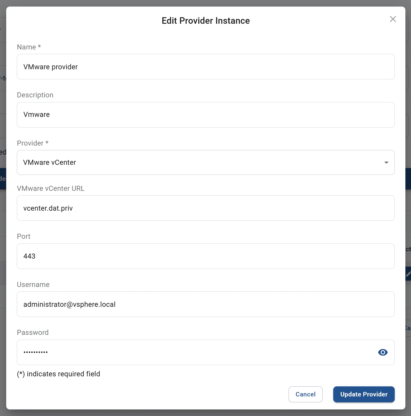 edit provider instance pop-up on a resource hub