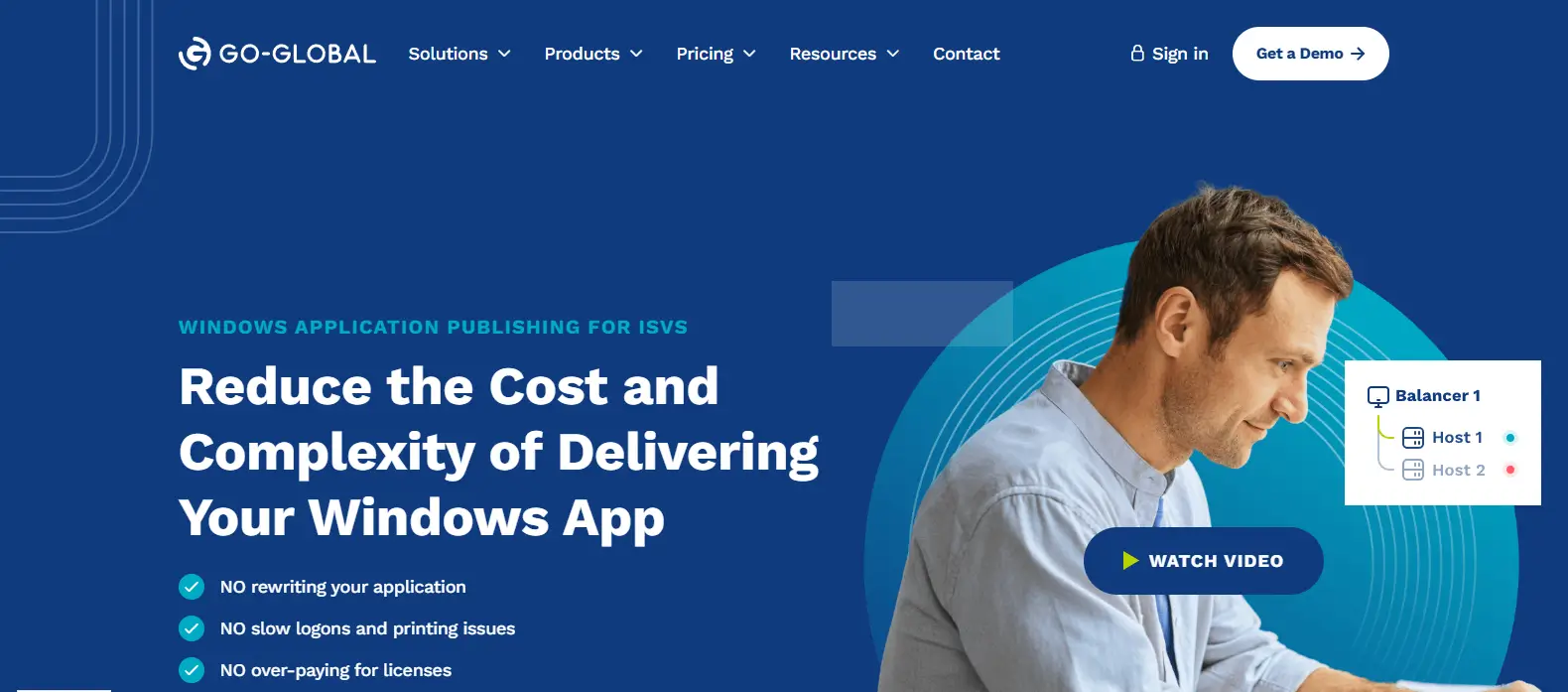GO-Global homepage promoting Windows application publishing