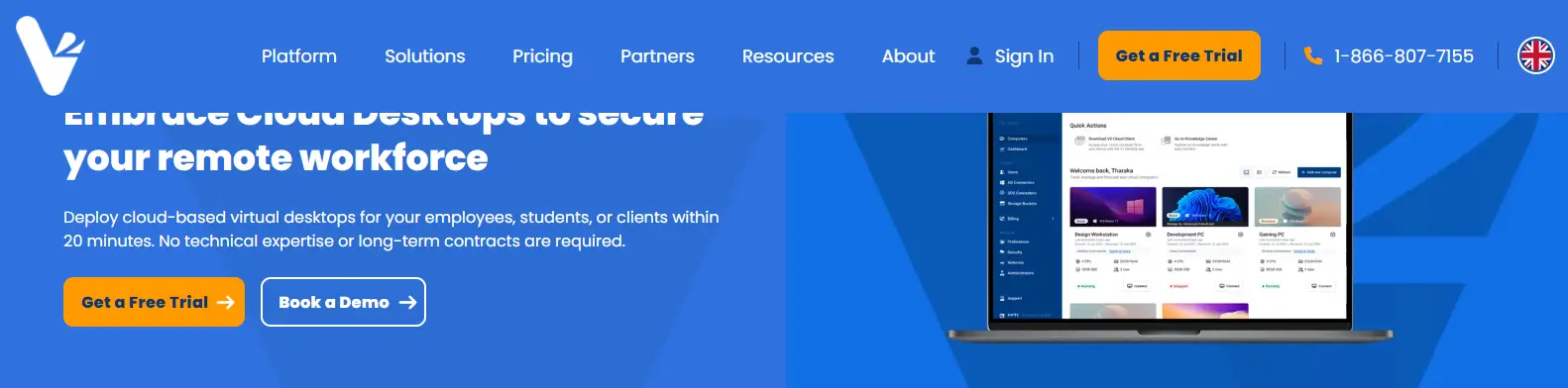 V2 Cloud homepage