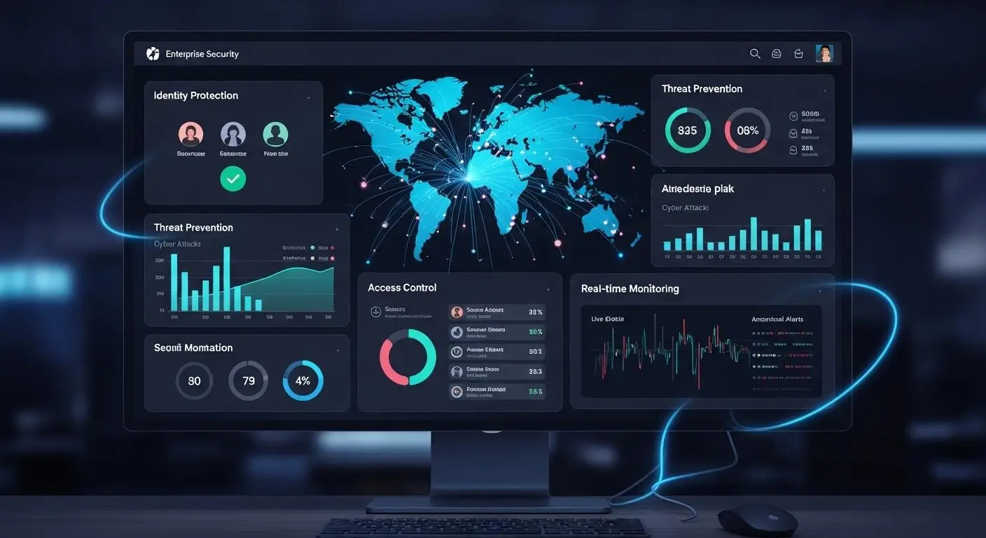 Modern security dashboard displaying Zero Trust advantages