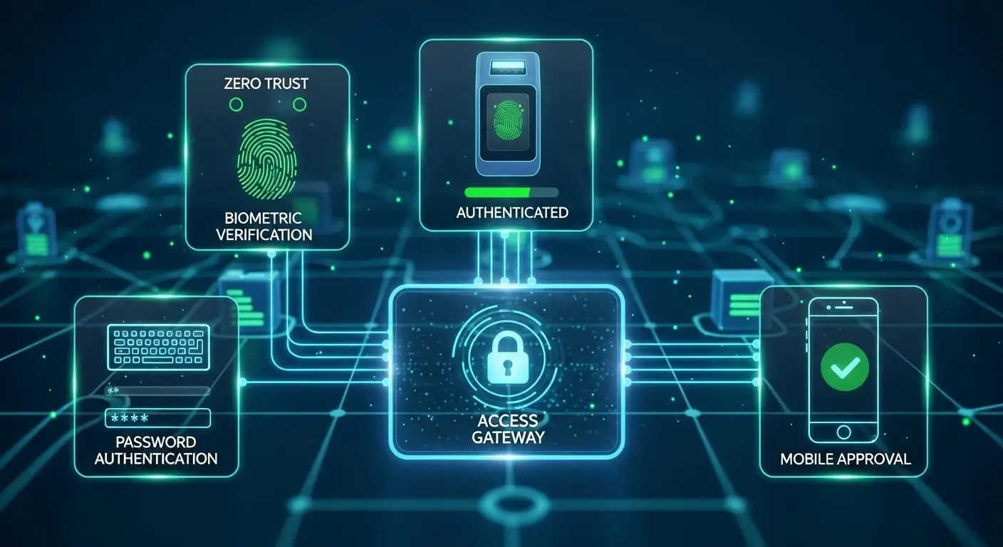 Zero Trust security system requiring multiple authentication factors.