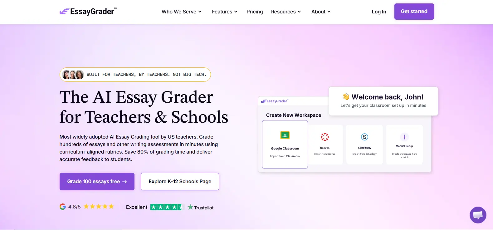 EssayGrader AI essay grading platform showcasing automated essay evaluation.