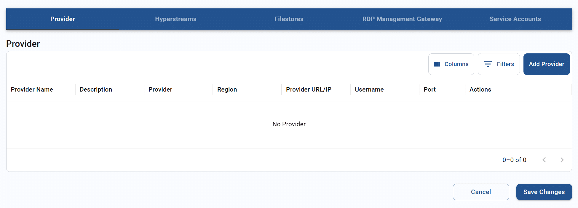 provider tab on a resource hub