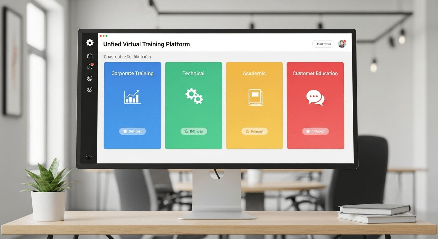 Unified virtual training platform supporting corporate, technical, academic, and customer education programs.