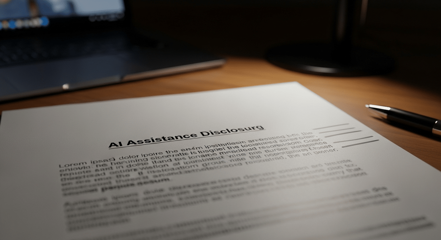 Academic journal article draft with section titled 'AI Assistance Disclosure' clearly visible.