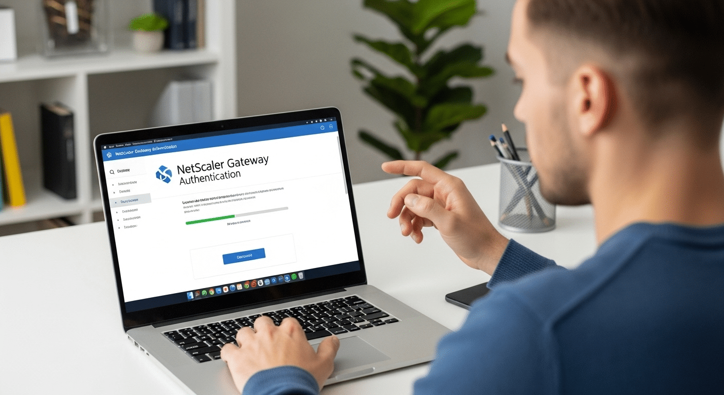 Remote worker launching a virtual application through a secure portal powered by NetScaler Gateway authentication.