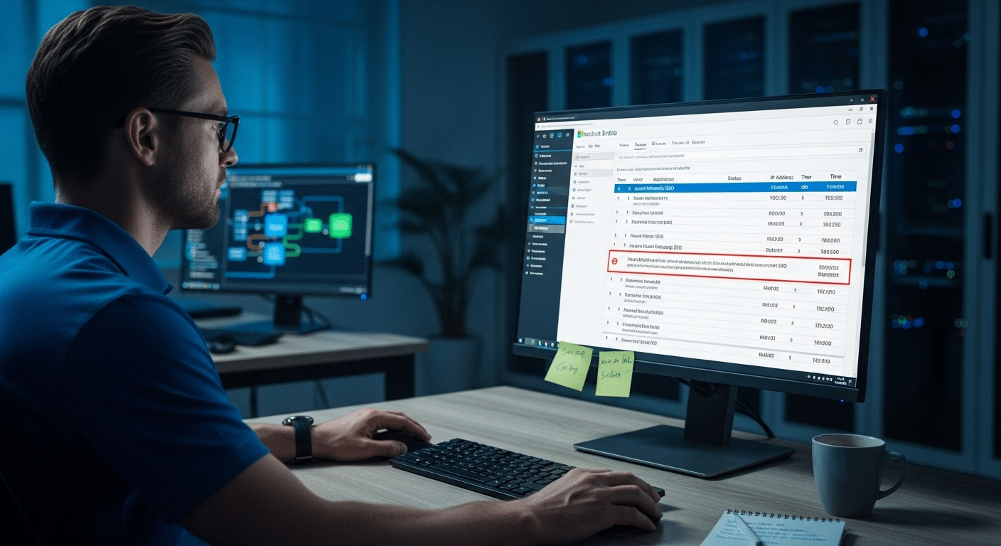 IT administrator analyzing Microsoft Entra sign-in logs to diagnose Azure Virtual Desktop SSO authentication failures.