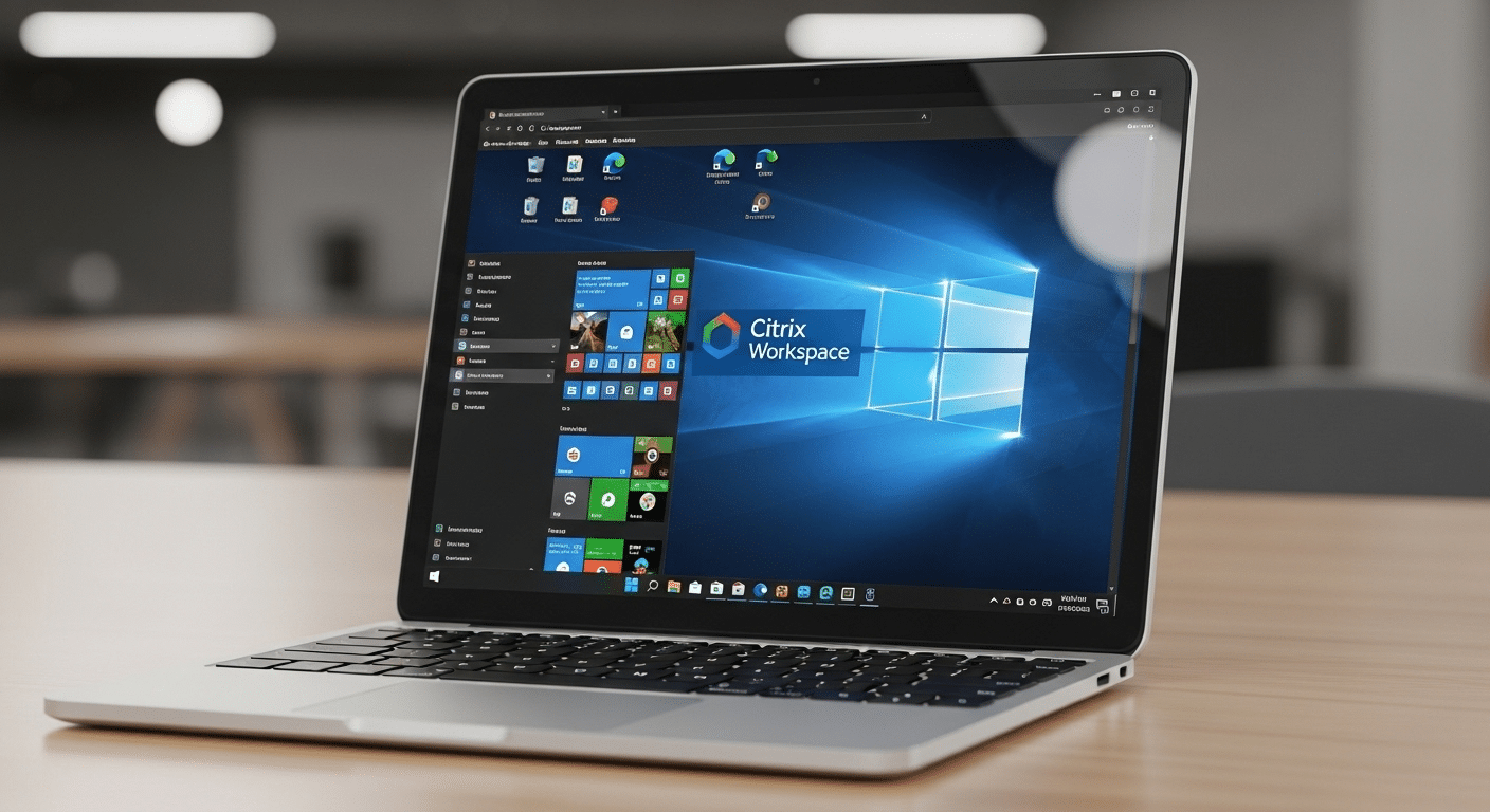 Chromebook displaying Citrix Workspace connected to a remote Windows desktop hosted on a cloud server.