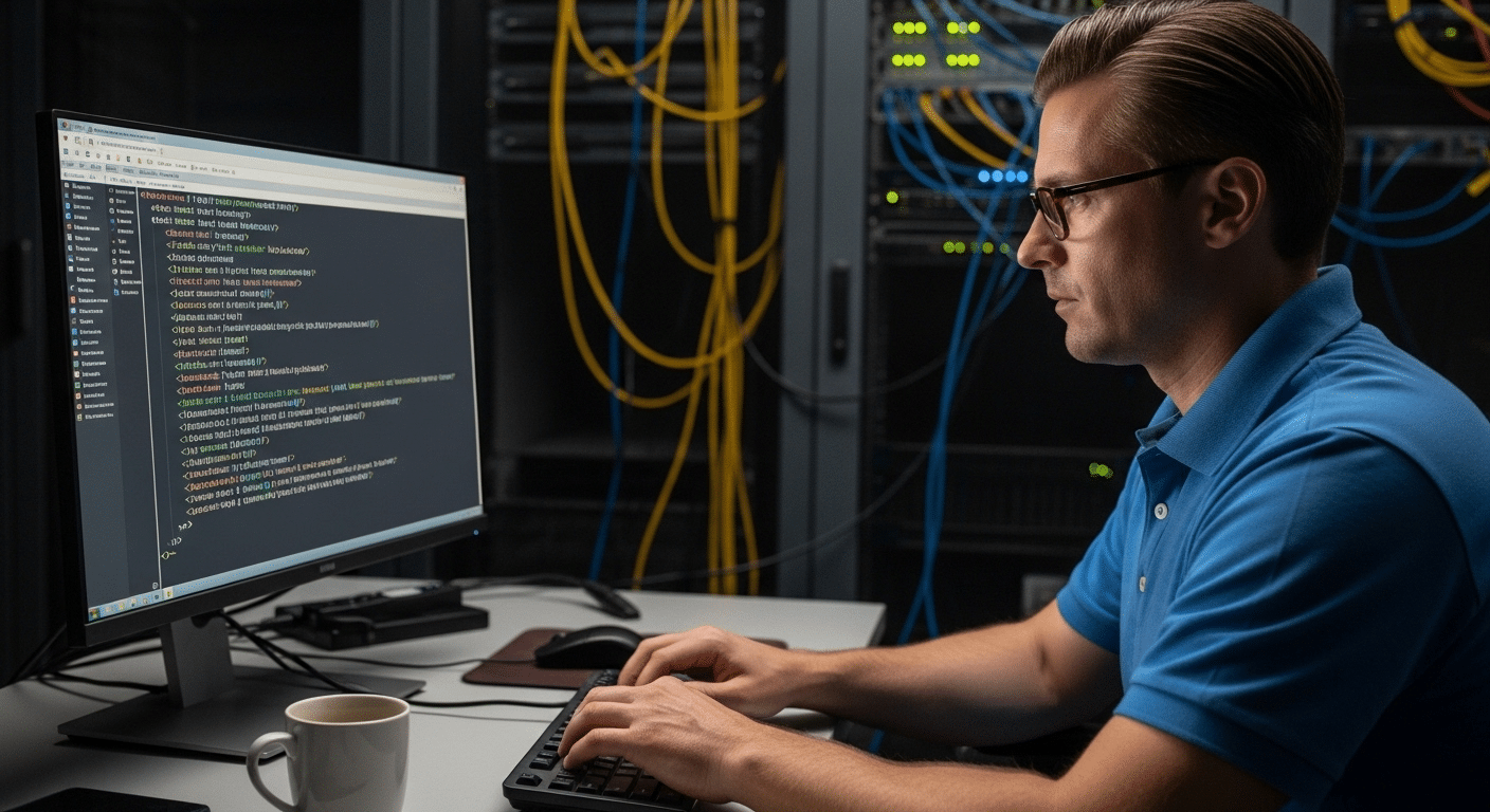 IT administrator configuring Redirections.xml settings to improve FSLogix profile container performance in a VDI environment.