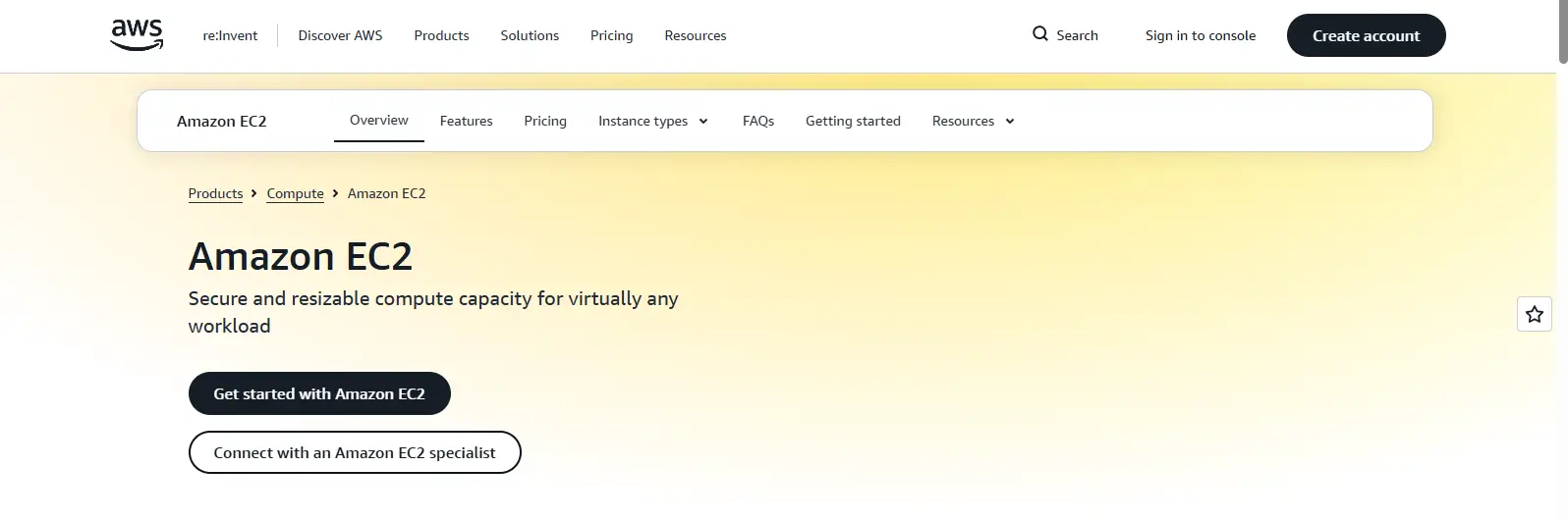 Amazon EC2 homepage, a flexible Skytap alternative.