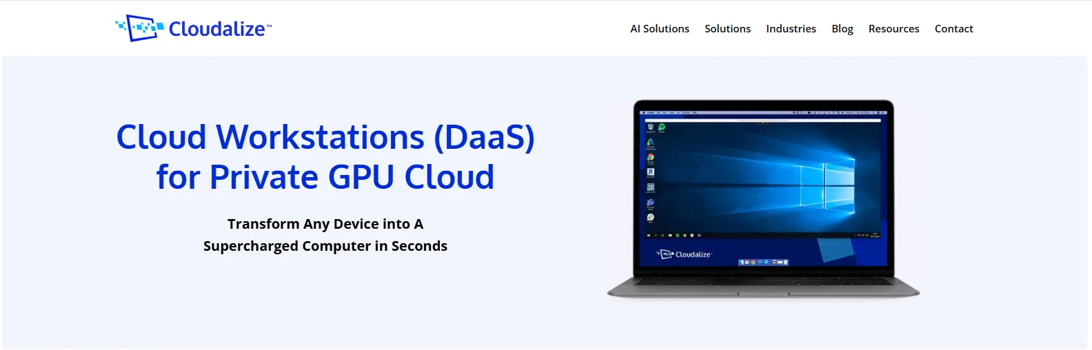 Cloudalize cloud workstation platform delivering GPU-powered Desktop as a Service solutions