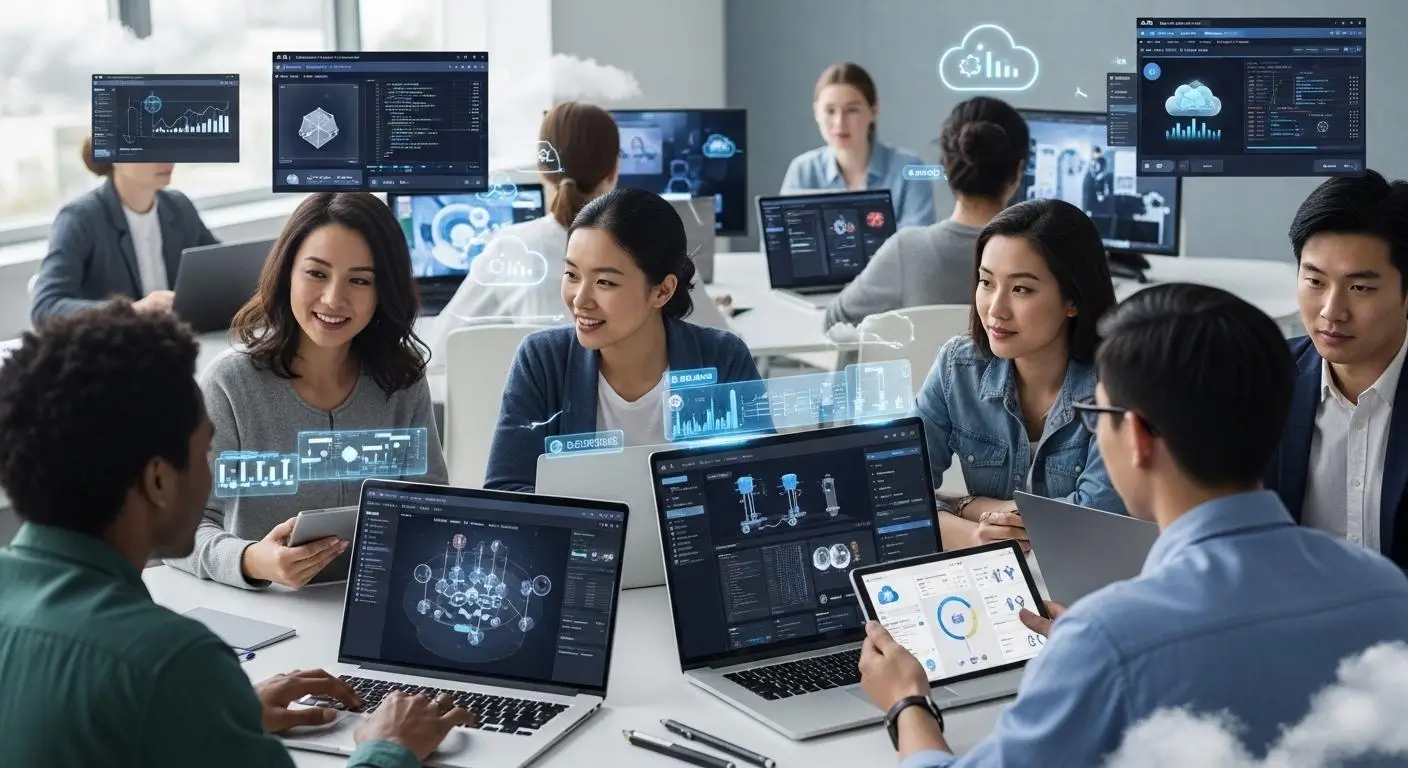 learners collaborating in cloud-hosted virtual labs
