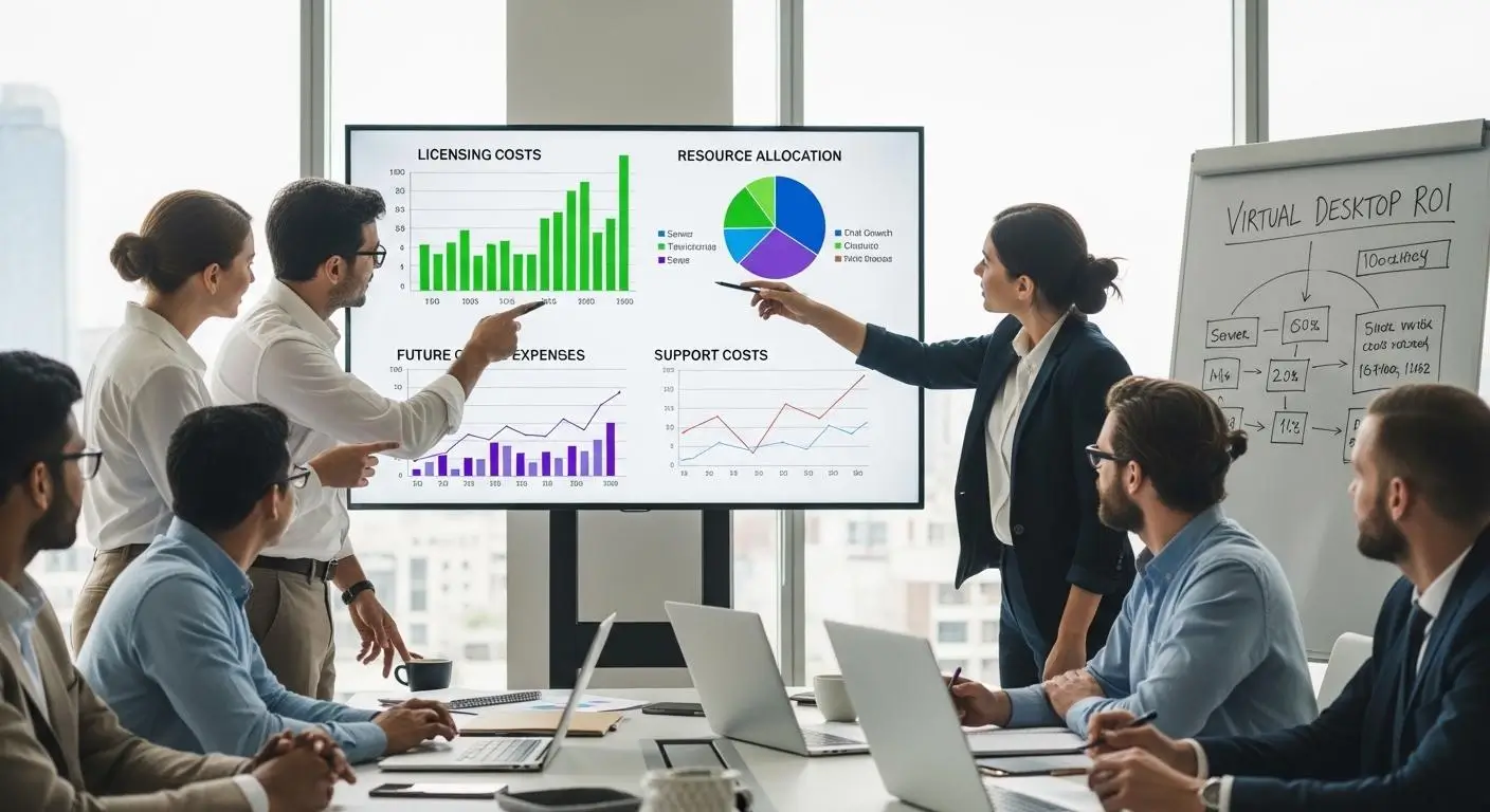 IT and finance teams evaluating virtual desktop ROI with charts