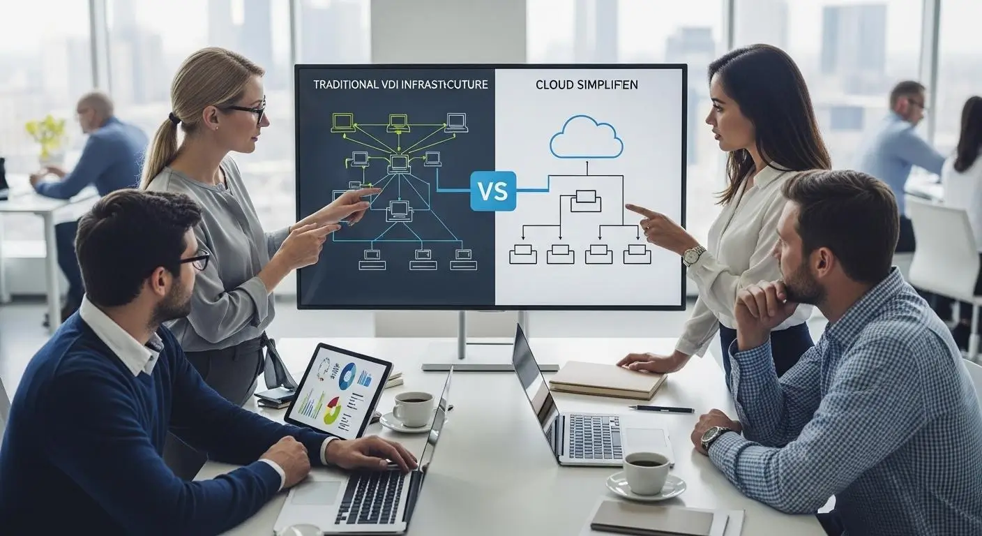 IT leaders evaluating modern virtual desktop solutions, comparing traditional VDI complexity