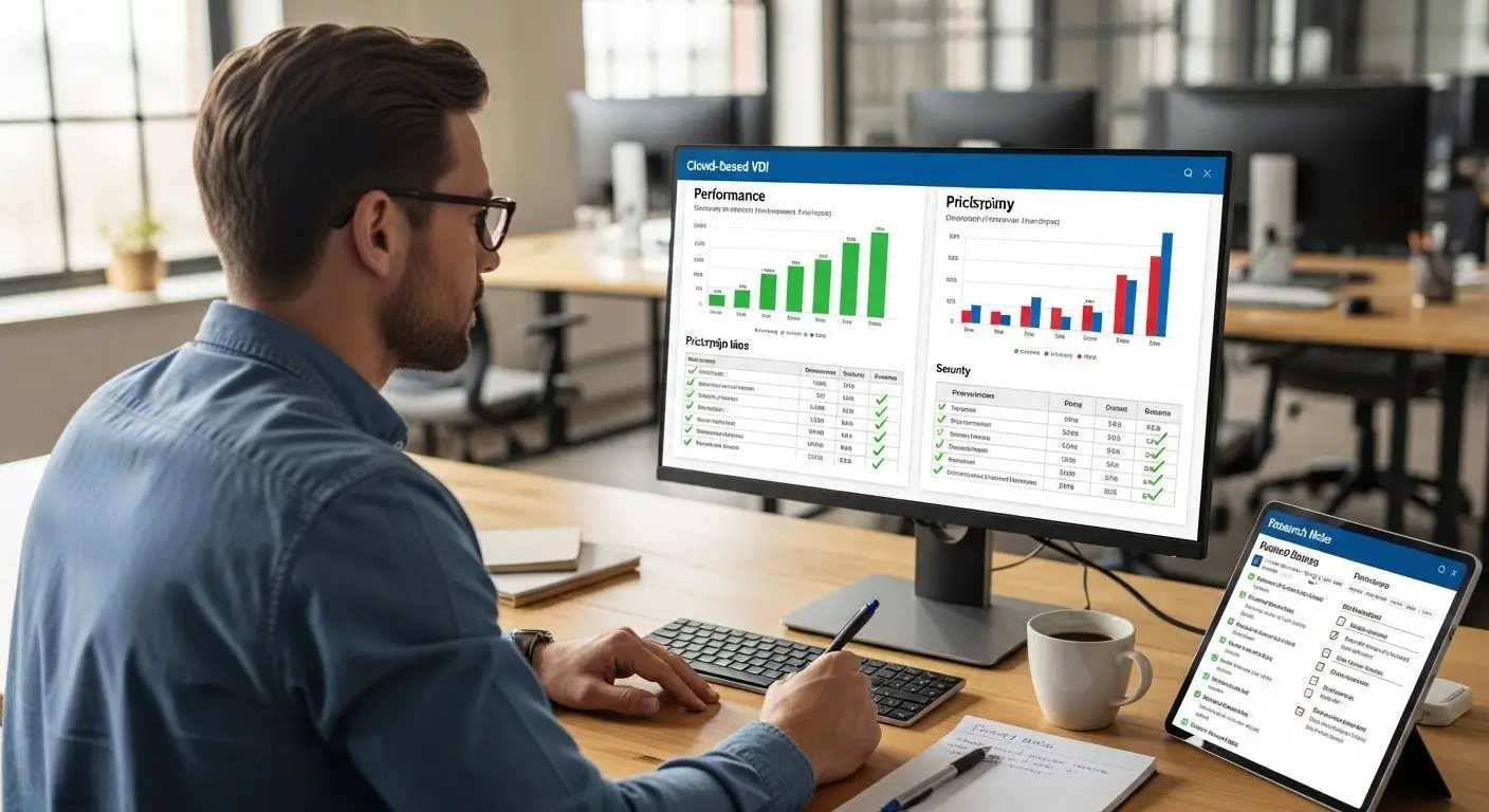 IT manager evaluating cloud-based VDI platforms