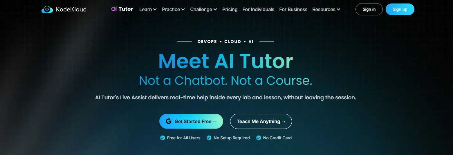 KodeKloud homepage showcasing AI-powered virtual labs