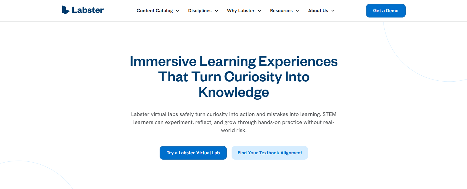 Labster homepage featuring immersive virtual labs