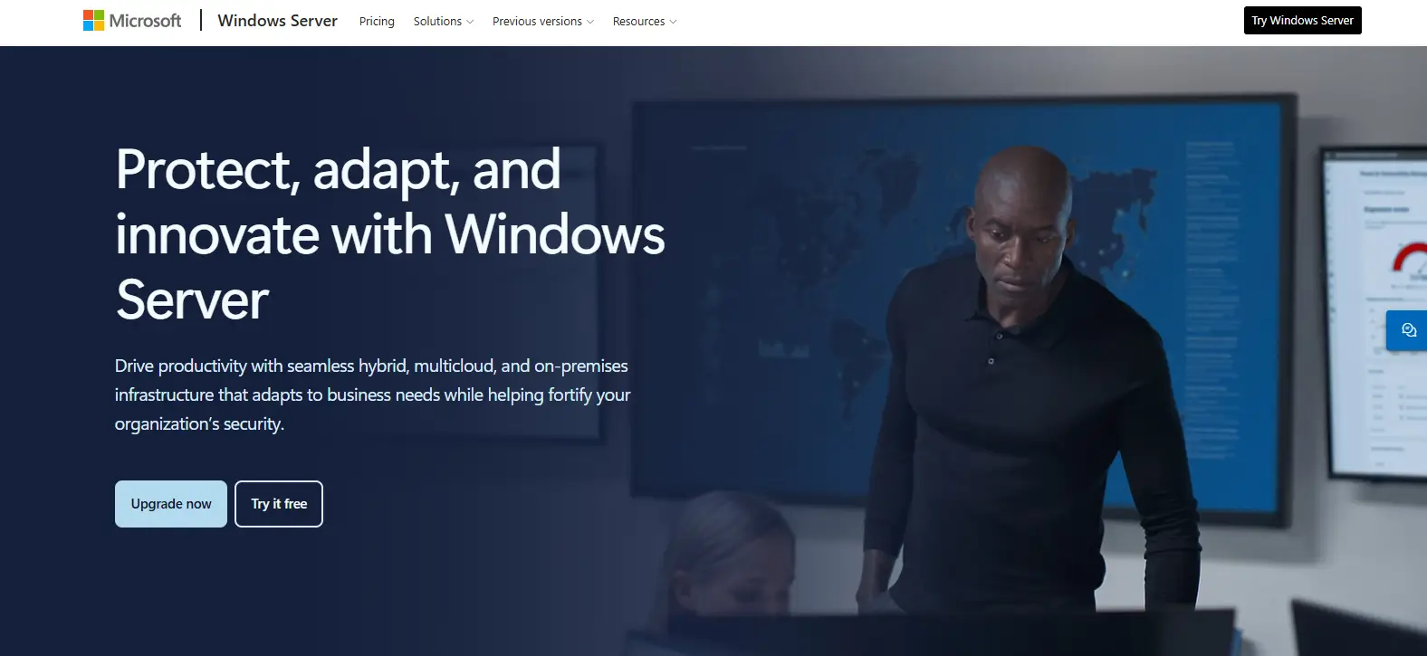 Microsoft Windows Server platform featuring hybrid cloud, security