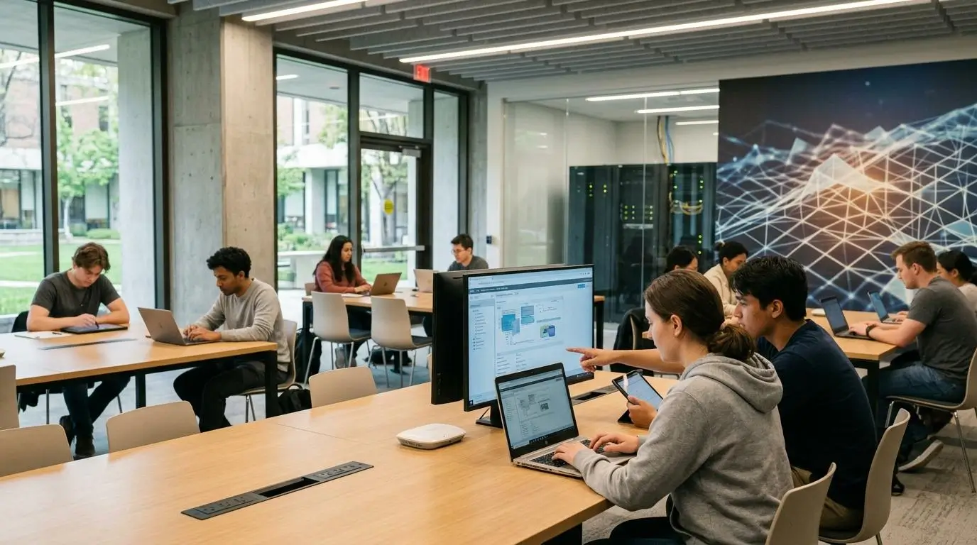 Modern university replacing traditional computer labs with cloud-based virtual desktops and scalable virtual labs.
