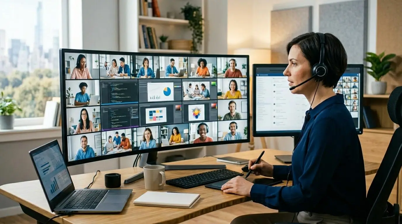 instructor monitoring multiple student workspaces simultaneously