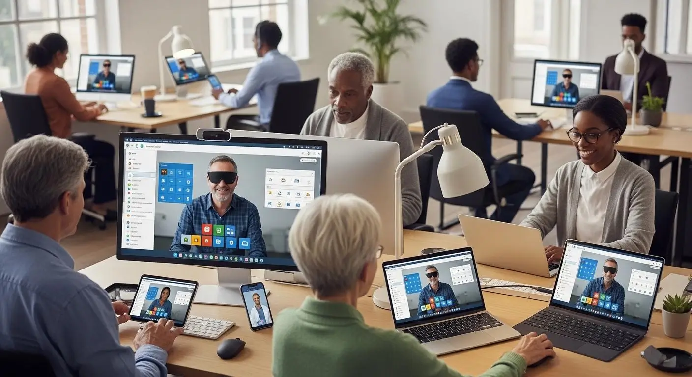 workforce connecting to virtual desktops from laptops
