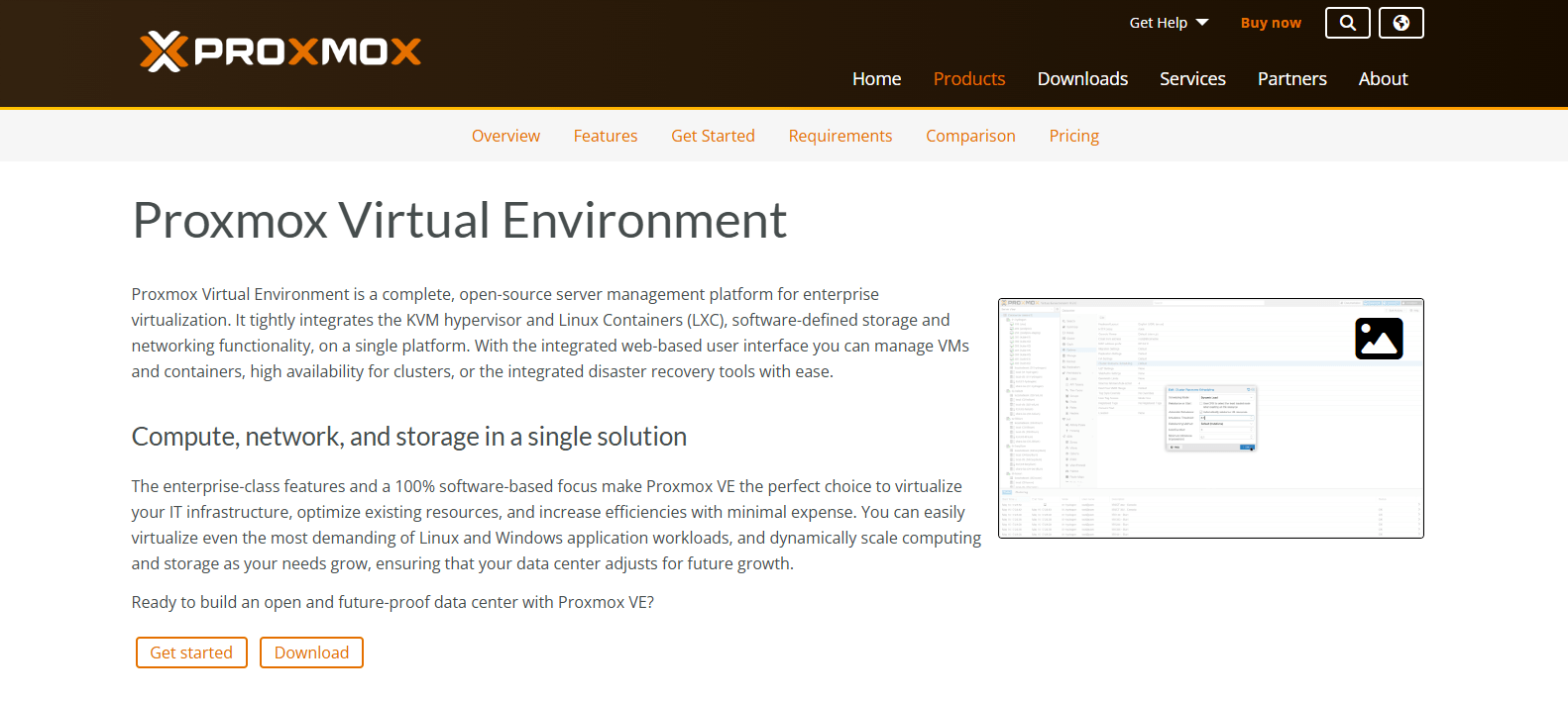 Proxmox Virtual Environment dashboard showcasing an open-source virtualization platform and VMware alternative 