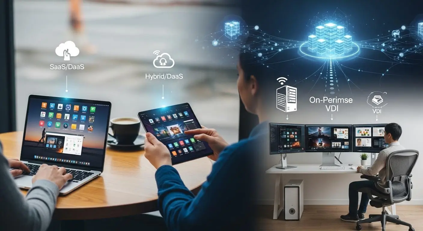 Remote users accessing virtual desktops from laptops