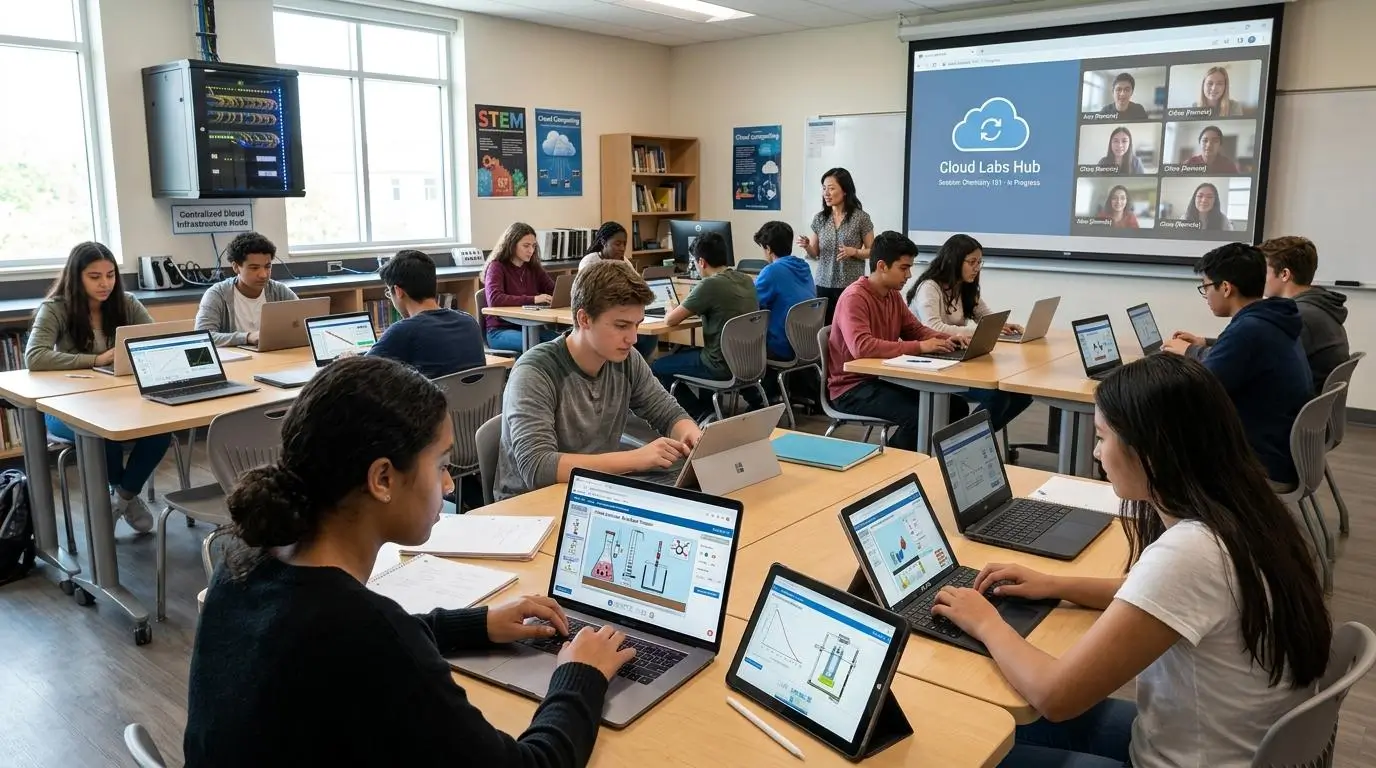 Students accessing browser-based virtual labs
