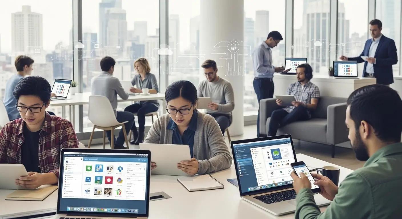Students, employees, and contractors accessing secure virtual desktops