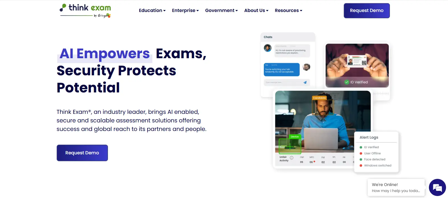 Think Exam AI-powered online proctoring platform providing secure exam monitoring.