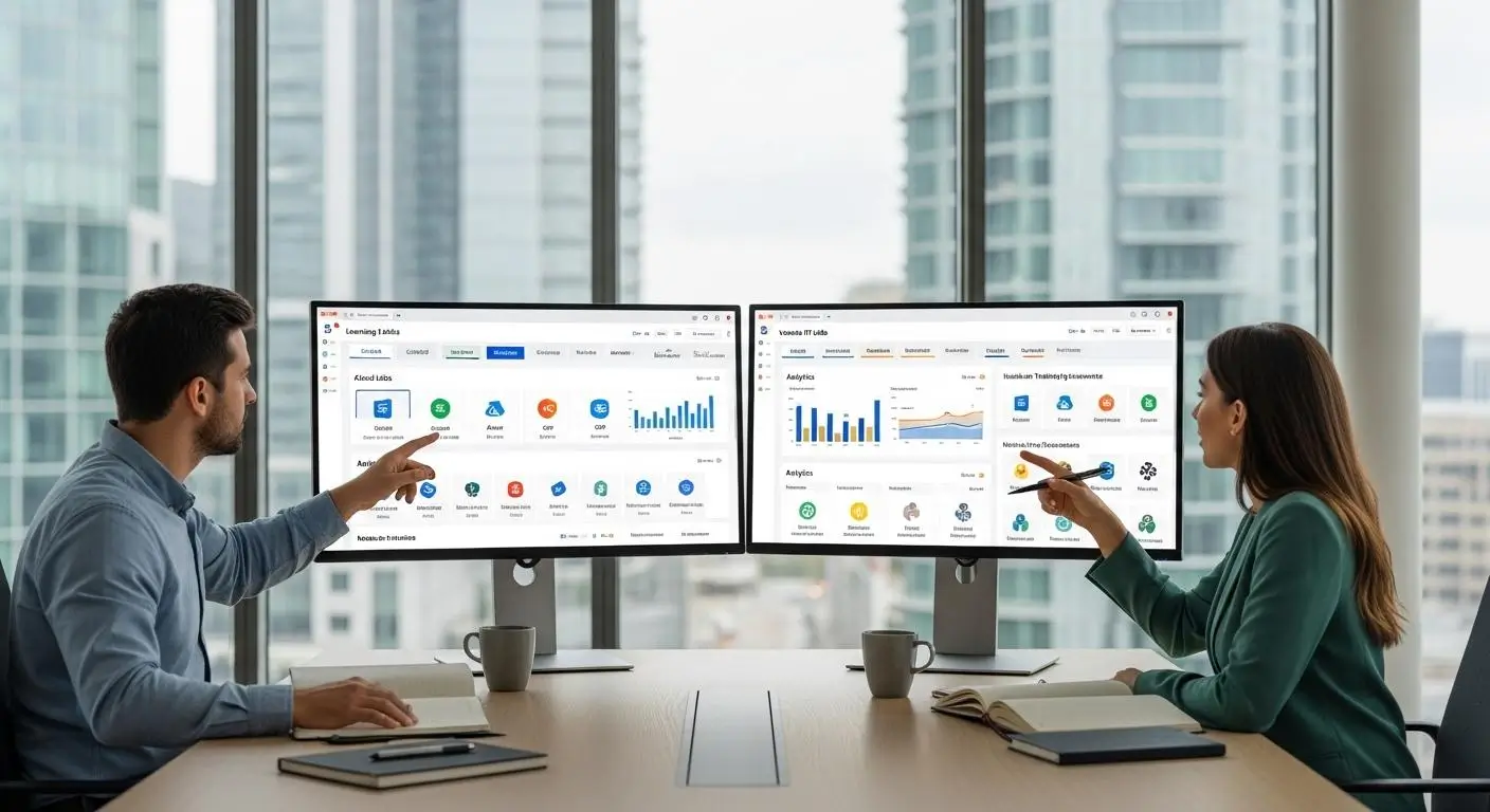 Training managers comparing virtual IT lab platforms