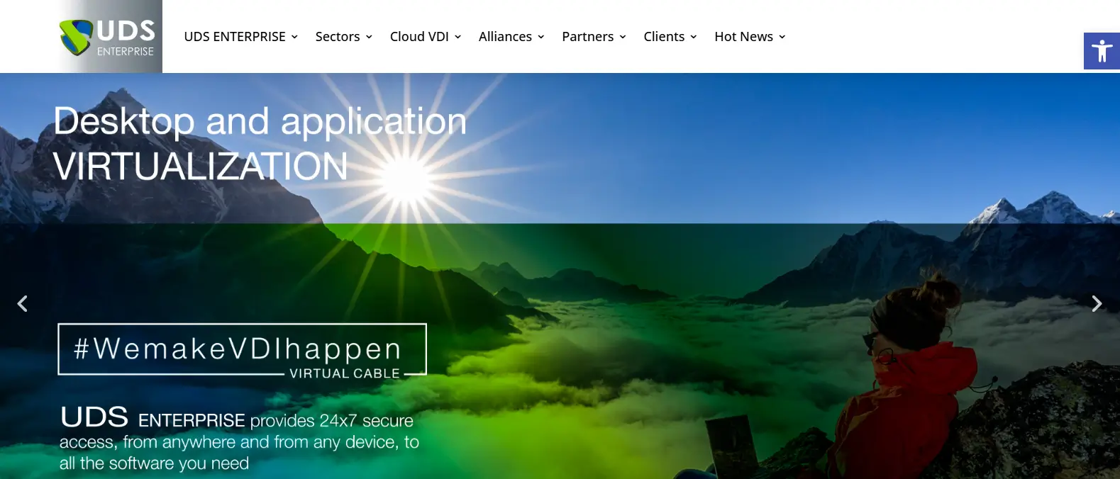 UDS Enterprise homepage featuring desktop and application virtualization
