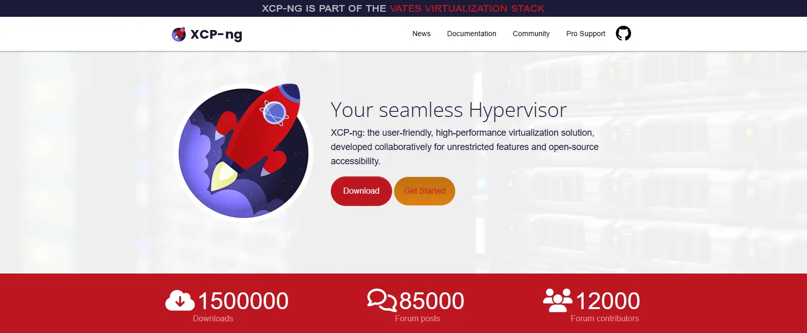 XCP-ng open-source hypervisor platform showcasing enterprise virtualization