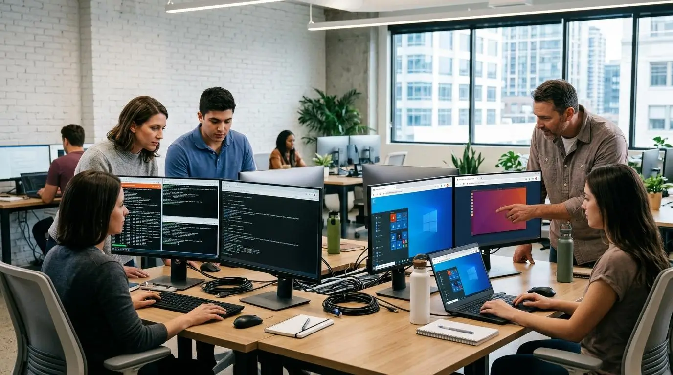 students using desktops