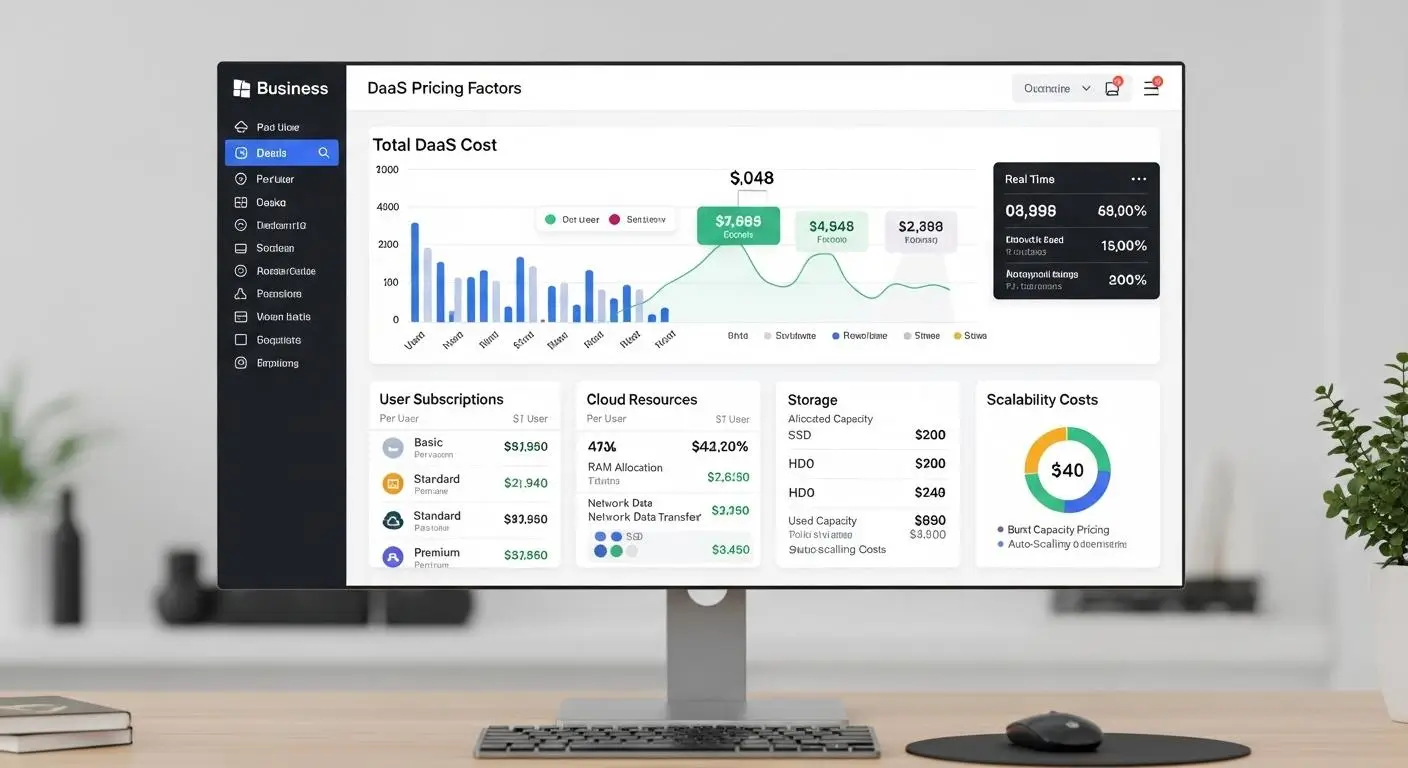 Business dashboard displaying DaaS pricing 