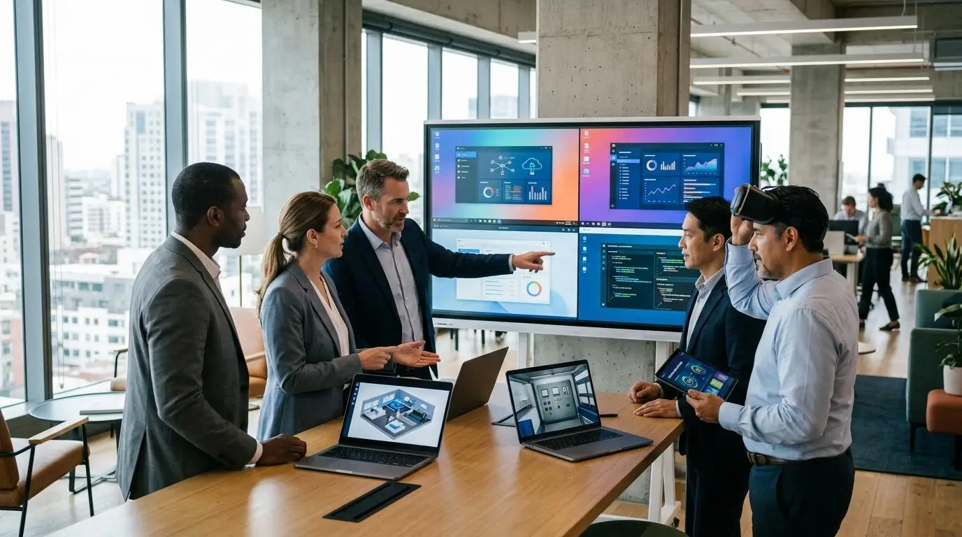 Business leaders comparing several cloud-powered technical training solutions