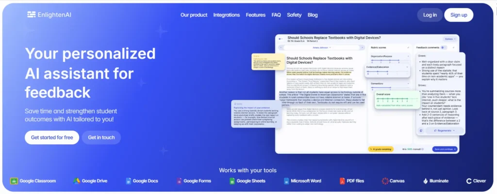 EnlightenAI AI writing feedback platform providing personalized essay evaluation