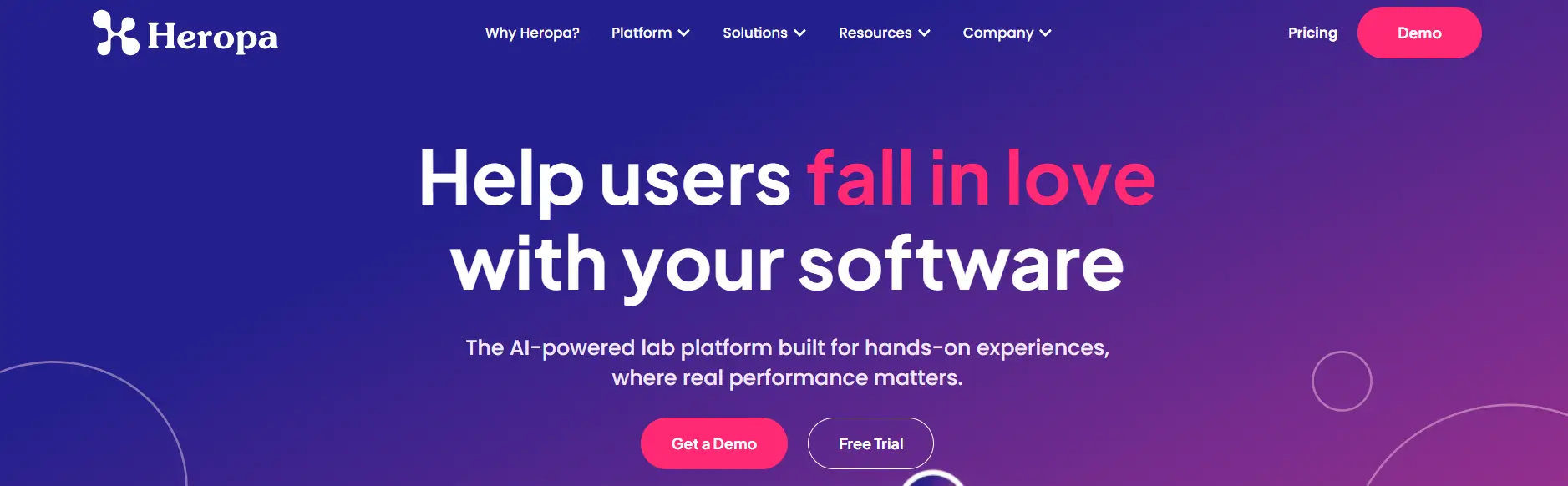 Heropa homepage featuring AI-powered virtual labs for hands-on software trainingHeropa homepage showcasing an AI-powered virtual lab platform for hands-on software training.