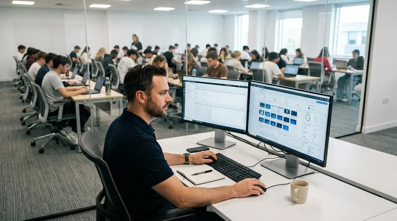 IT administrator managing cloud-based virtual desktops