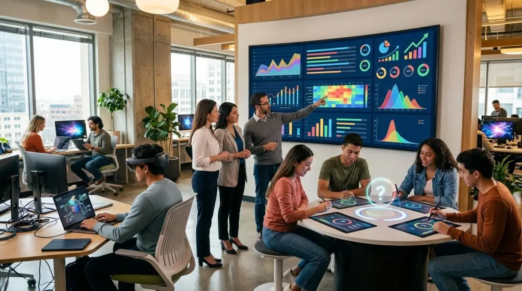 Modern education technology workspace featuring assessment analytics