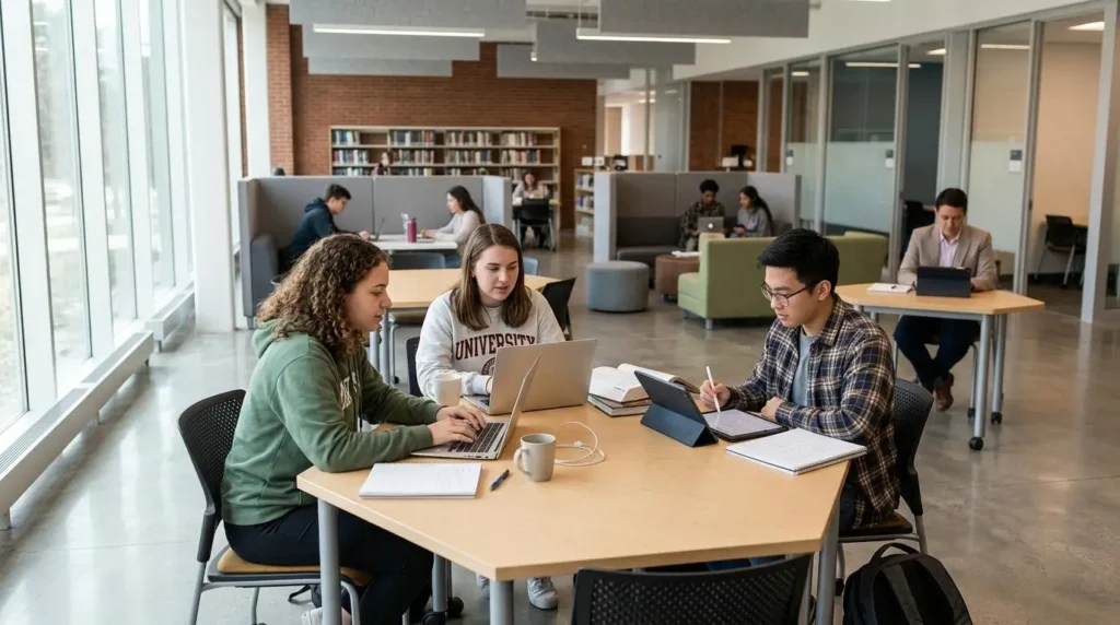 Modern higher education workspace featuring seamless digital assignment management